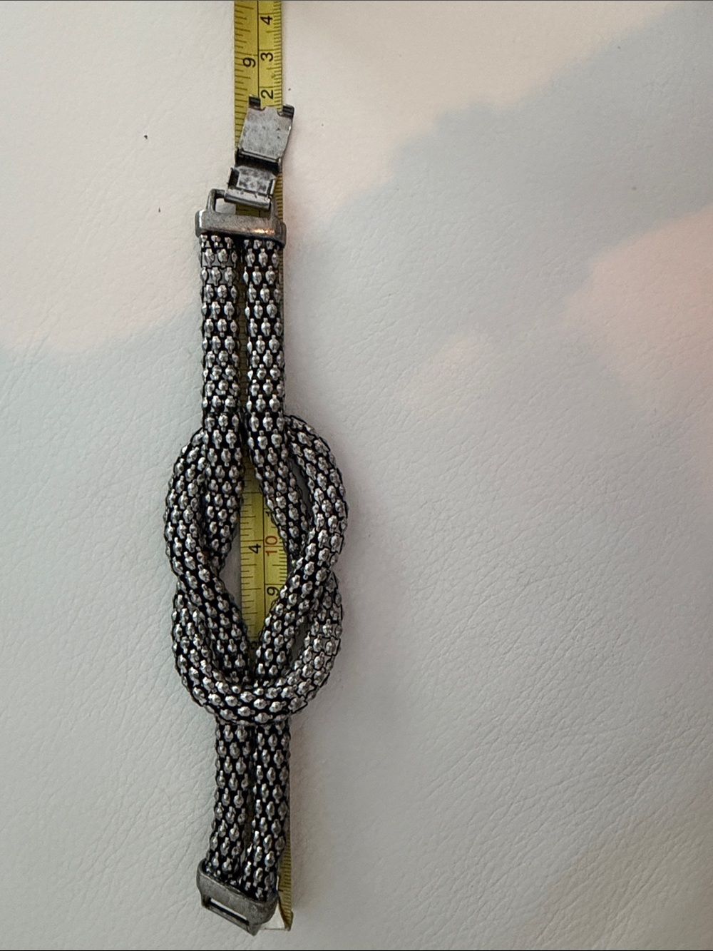 Woven Knot Statement Bracelet - Silver Tone